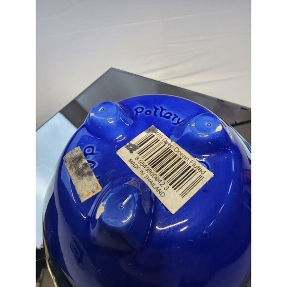 Top Pottery Deep Blue Ocean Fluted Bowl Hanging Pot Home Decor Vintage - Picture 11 of 15